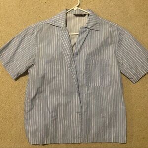 UNIQLO Blue Striped Short Sleeve Shirt